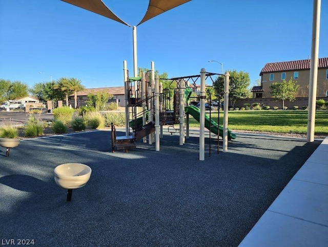 view of playground featuring a yard