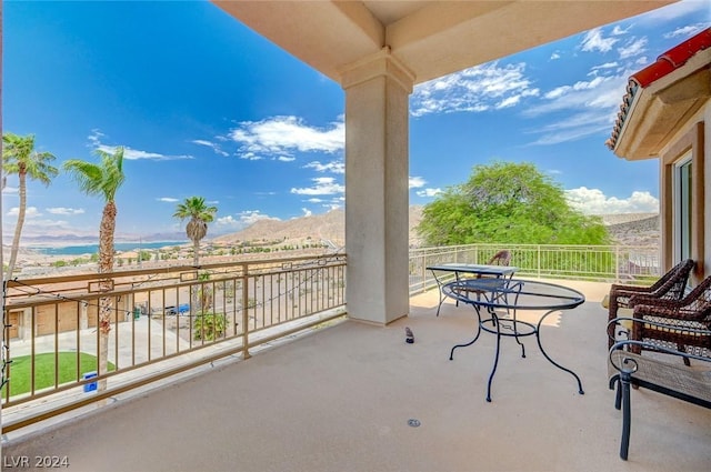 balcony with a mountain view