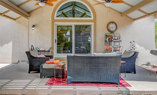 view of patio with ceiling fan