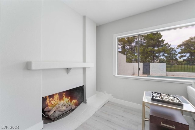 living room with light hardwood / wood-style floors