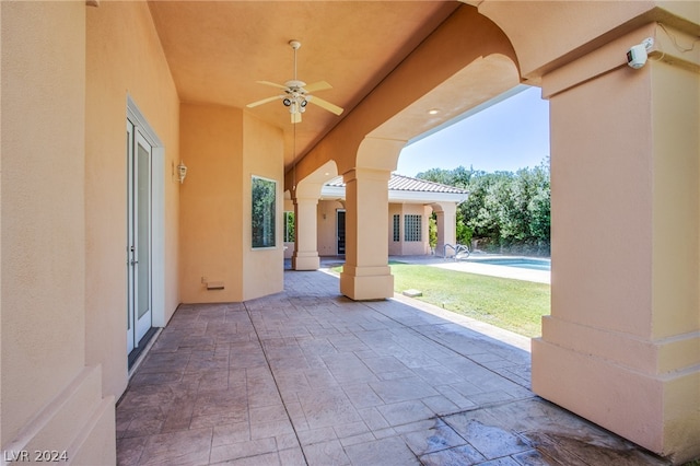 view of patio with ceiling fan