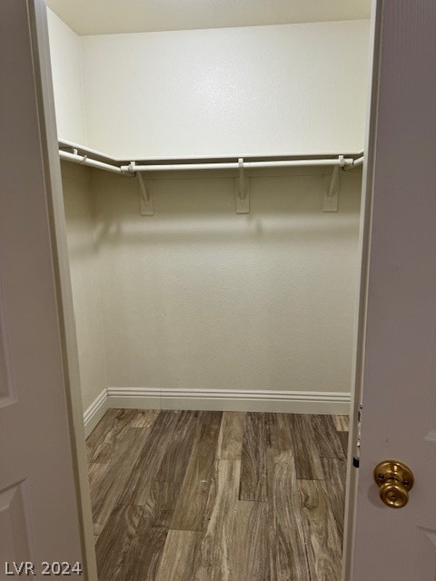 spacious closet with dark hardwood / wood-style floors