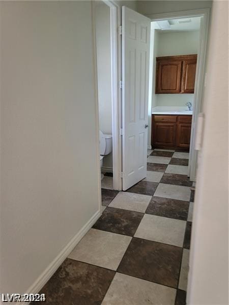 corridor with sink