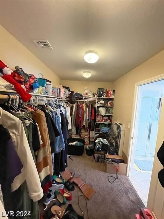 spacious closet with carpet flooring