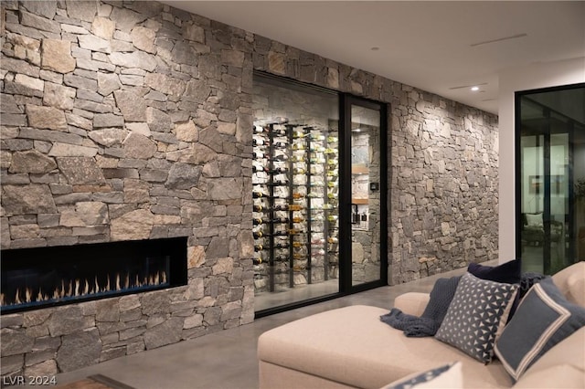 wine room with concrete flooring