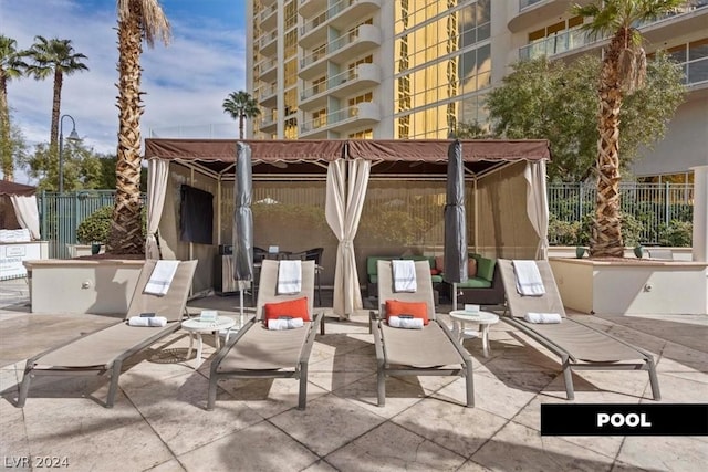 view of patio featuring a gazebo