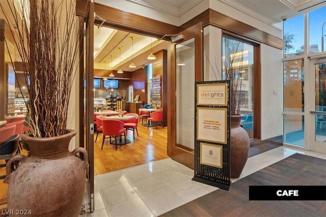 lobby with ornamental molding