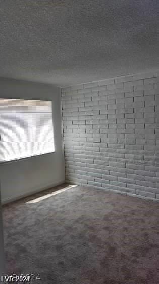 unfurnished room with carpet flooring and a textured ceiling