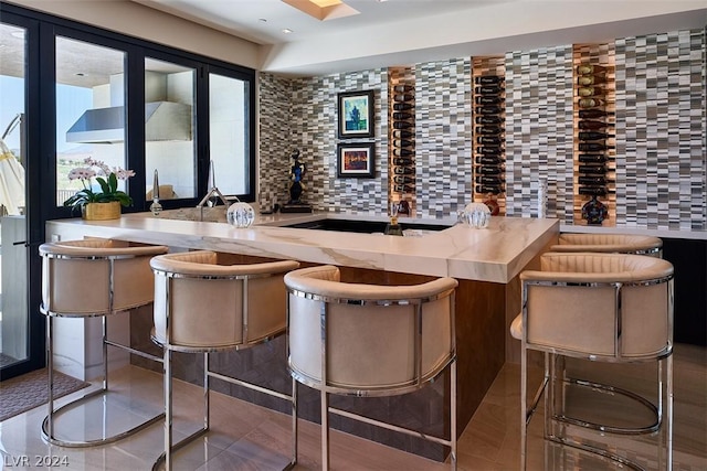 bar with tasteful backsplash