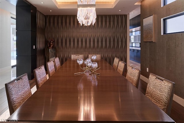 dining area with a chandelier