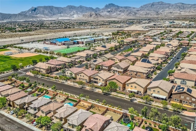 bird's eye view with a residential view and a mountain view