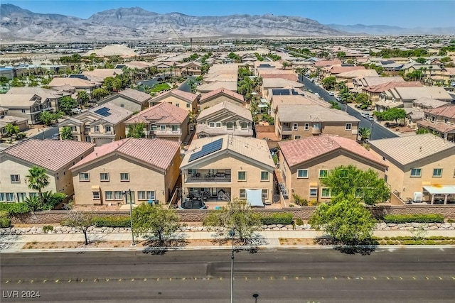 aerial view with a mountain view and a residential view