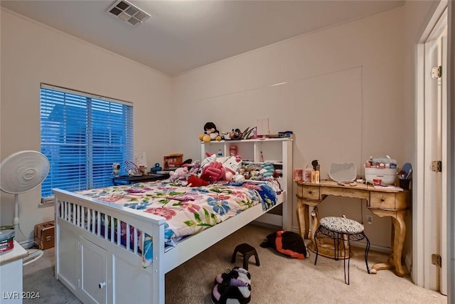 carpeted bedroom with visible vents