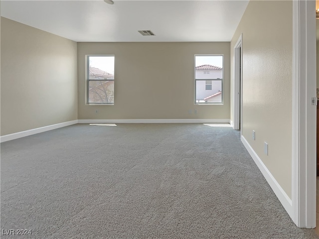 carpeted spare room featuring a wealth of natural light