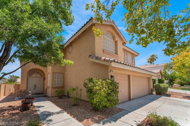 view of front of house with a garage