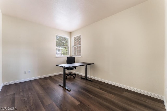 office space featuring dark hardwood / wood-style floors