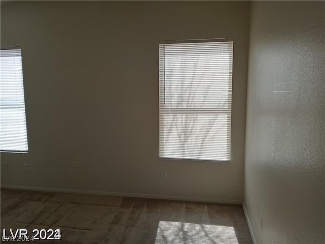 spare room featuring carpet floors and plenty of natural light