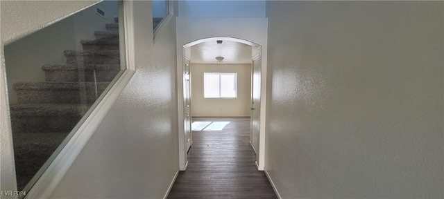 corridor with dark hardwood / wood-style floors