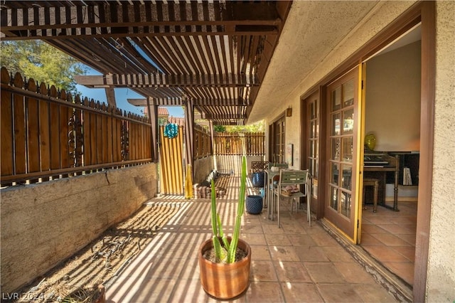 view of patio with a fenced backyard and a pergola