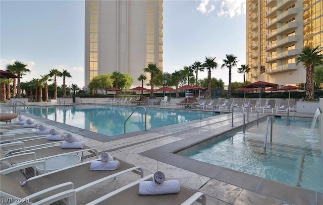 view of pool with a patio area