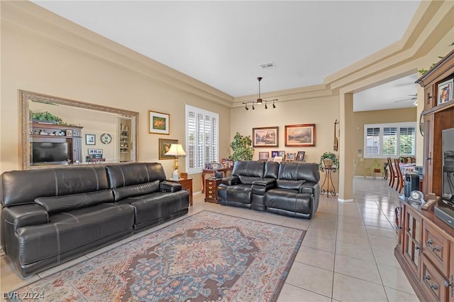 view of tiled living room