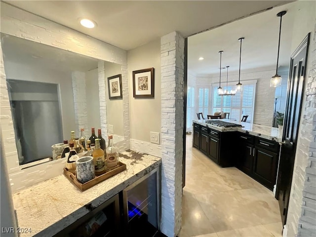 bathroom featuring vanity and wine cooler