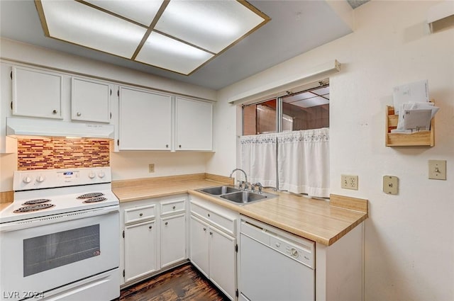 4770 Topaz St Unit 18, Las Vegas, NV 89121 - kitchen featuring a sink, white appliances, under cabinet range hood, and light countertops