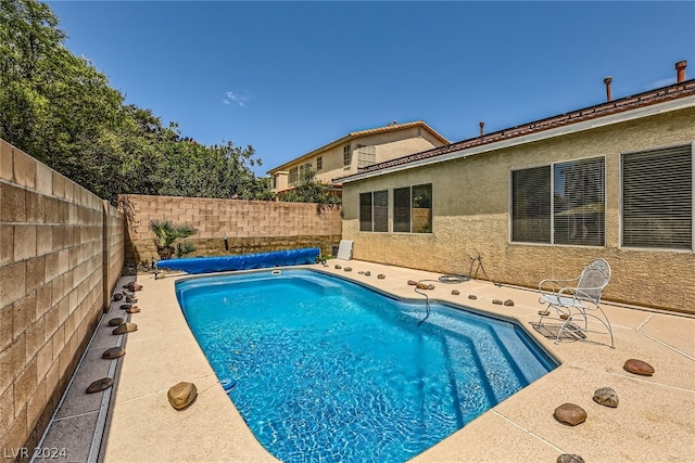 view of swimming pool with a patio