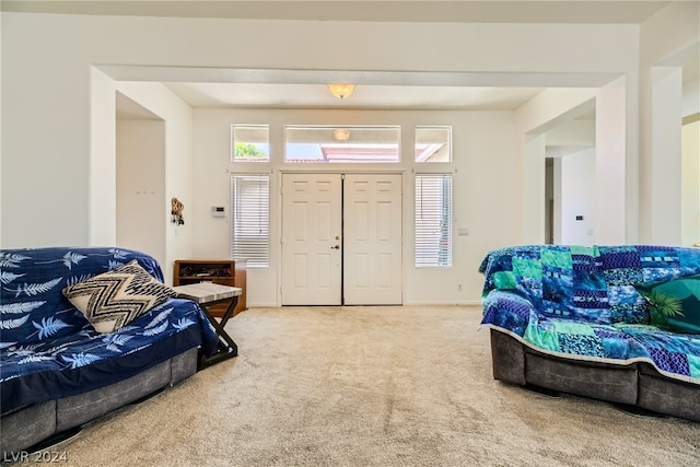 living room with carpet flooring