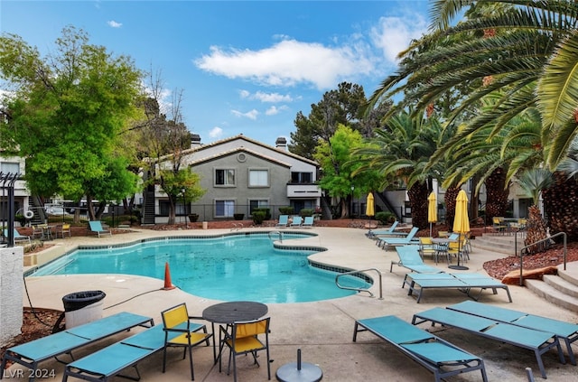 view of pool with a patio area