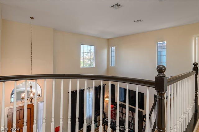 interior space featuring a chandelier