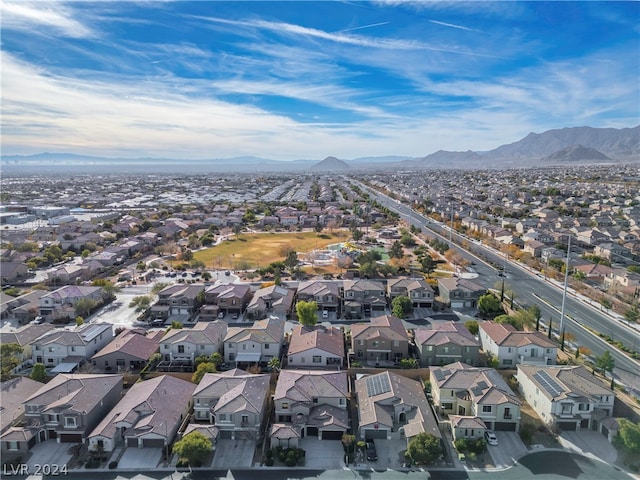 bird's eye view with a mountain view