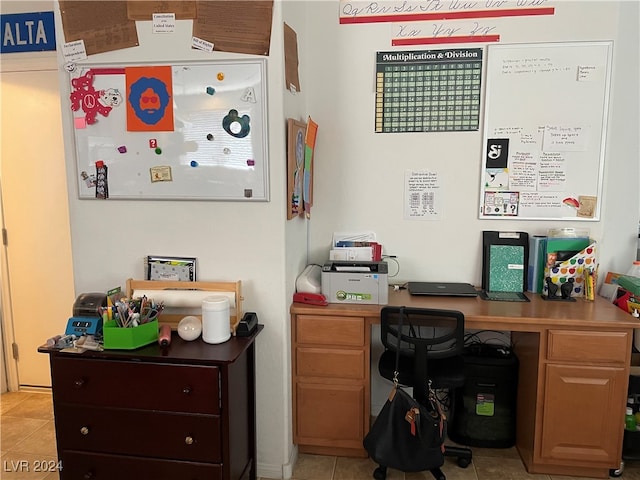 office space featuring light tile patterned flooring