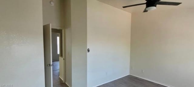 unfurnished room featuring hardwood / wood-style flooring and ceiling fan