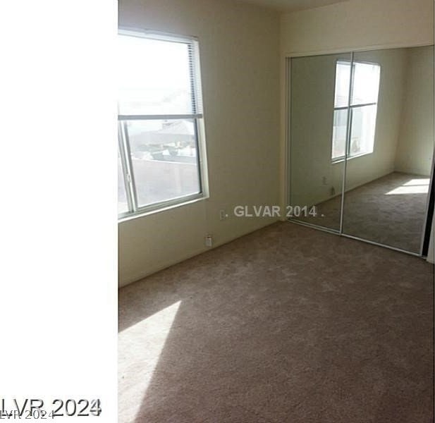 unfurnished bedroom featuring a closet and carpet floors