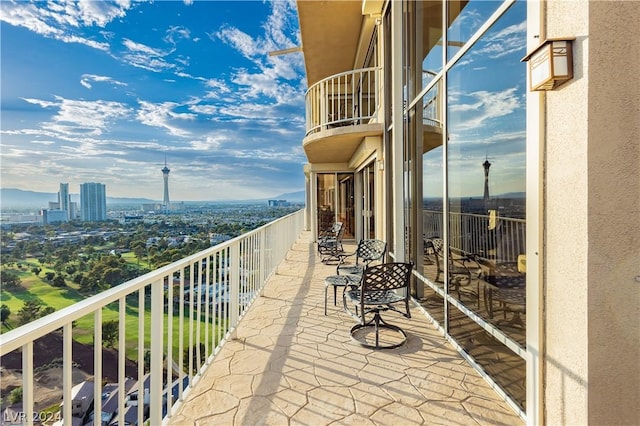 balcony with a view of city