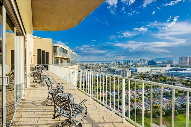 balcony with a view of city