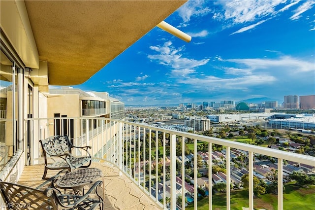 balcony with a view of city