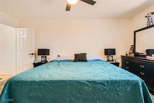 bedroom featuring ceiling fan