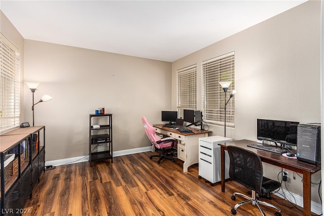 office area featuring wood-type flooring