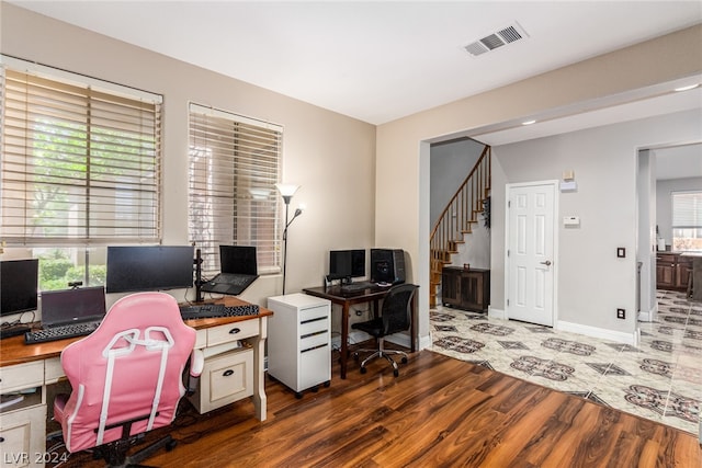 office featuring wood-type flooring