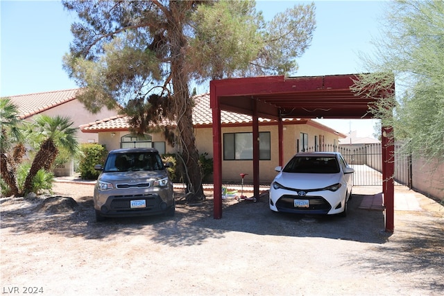 view of car parking featuring a carport