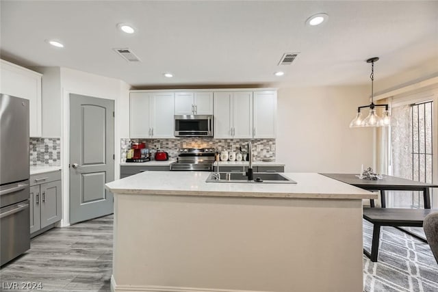 5102 Village Dr Unit 49, Las Vegas, NV 89142 - kitchen featuring a sink, visible vents, decorative backsplash, and appliances with stainless steel finishes