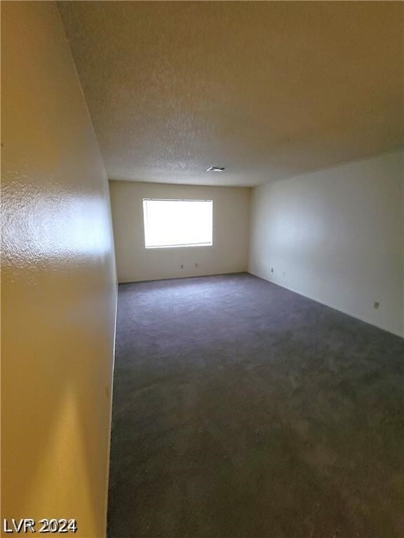 carpeted spare room with a textured ceiling