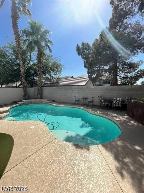 view of swimming pool with a patio area