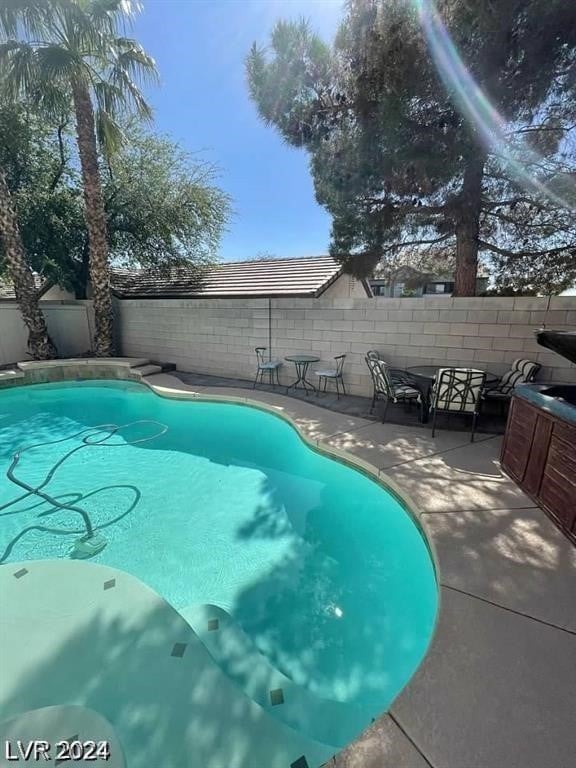 view of swimming pool featuring a patio