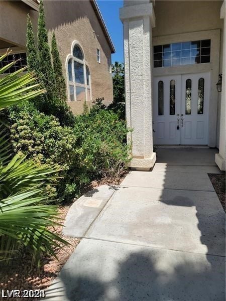 property entrance with french doors