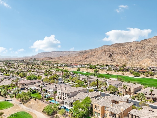 drone / aerial view with a mountain view