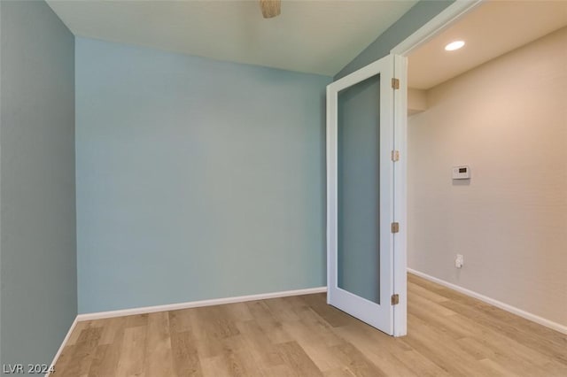 unfurnished room with light hardwood / wood-style flooring