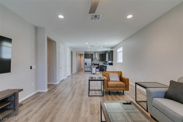 living room featuring light wood-type flooring